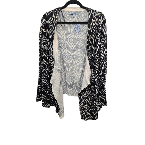 Olivia Sky Womens Black & White Open Front Cardigan Sweater XL 60% Cotton 40% Ra - Picture 1 of 7
